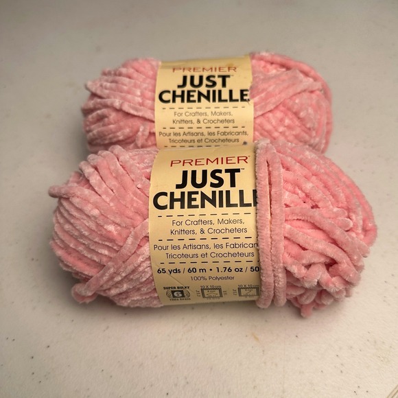Premier Other - Premier Just Chenille Pink Super Bulky Yarn 2 Skeins 65yd Each Matching Lot#